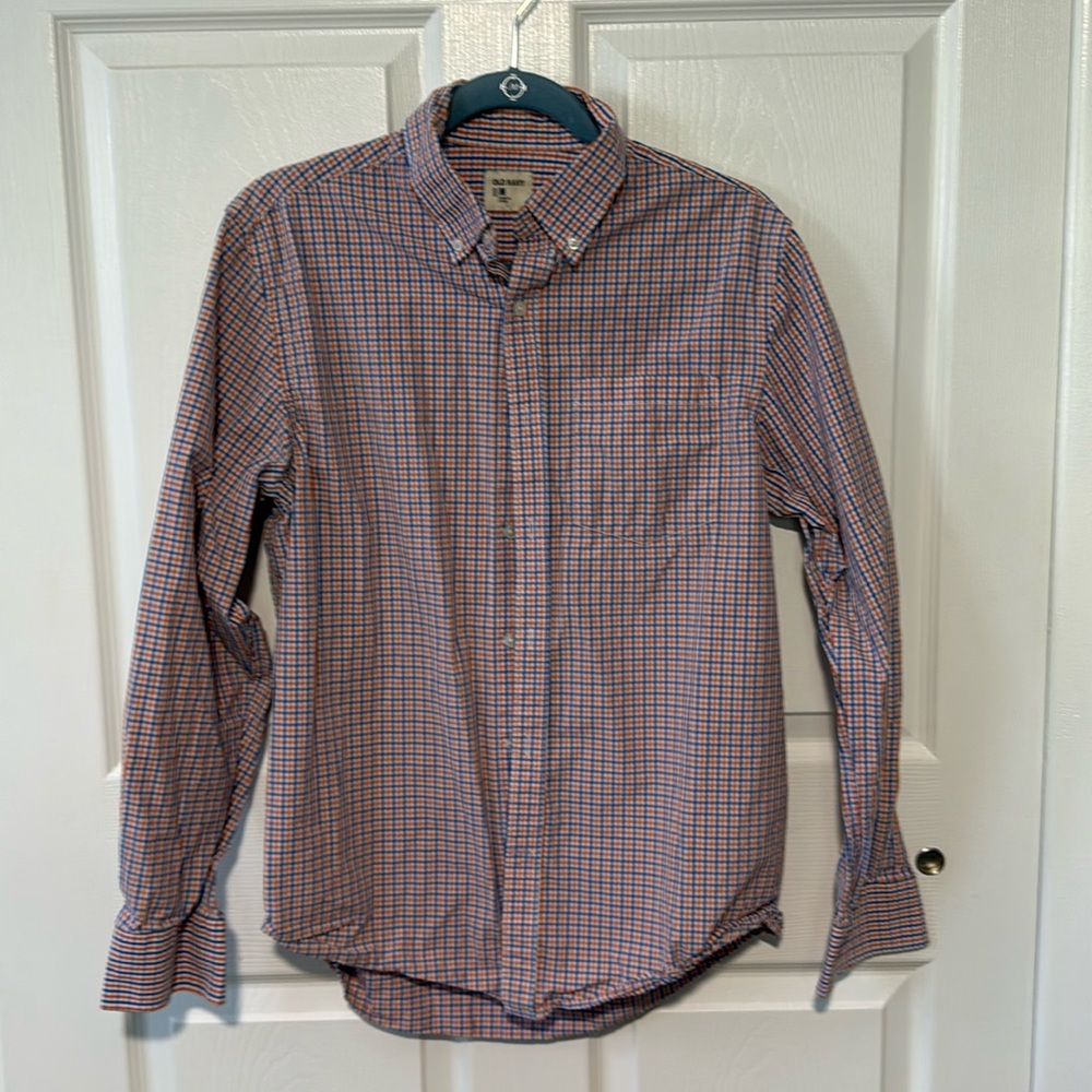 Old Navy Button Down Dress Shirt Medium Orange Blue Florida Gator